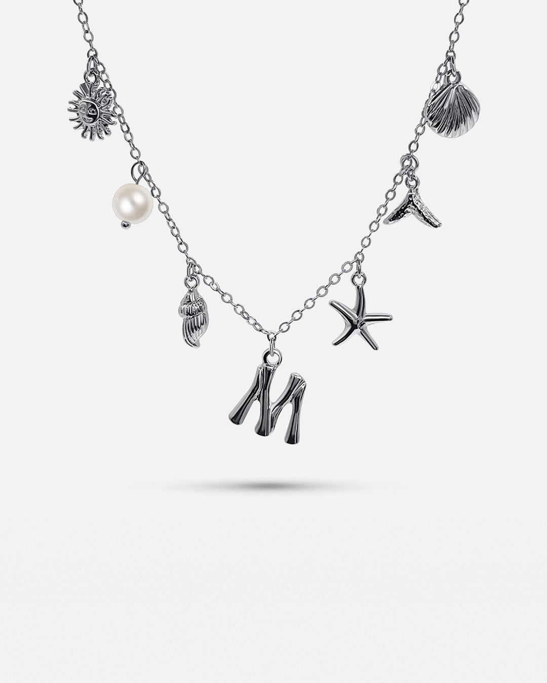Silver Ocean Letter Necklace