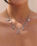 Silver Ocean Letter Necklace
