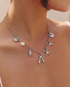 Silver Ocean Letter Necklace