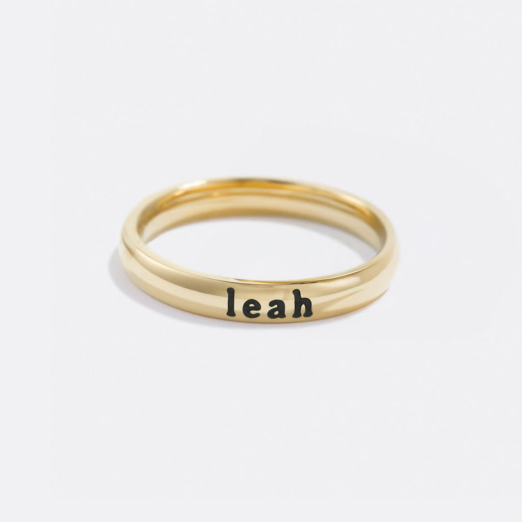 Tiny Stackable Name Ring, Gold / 4