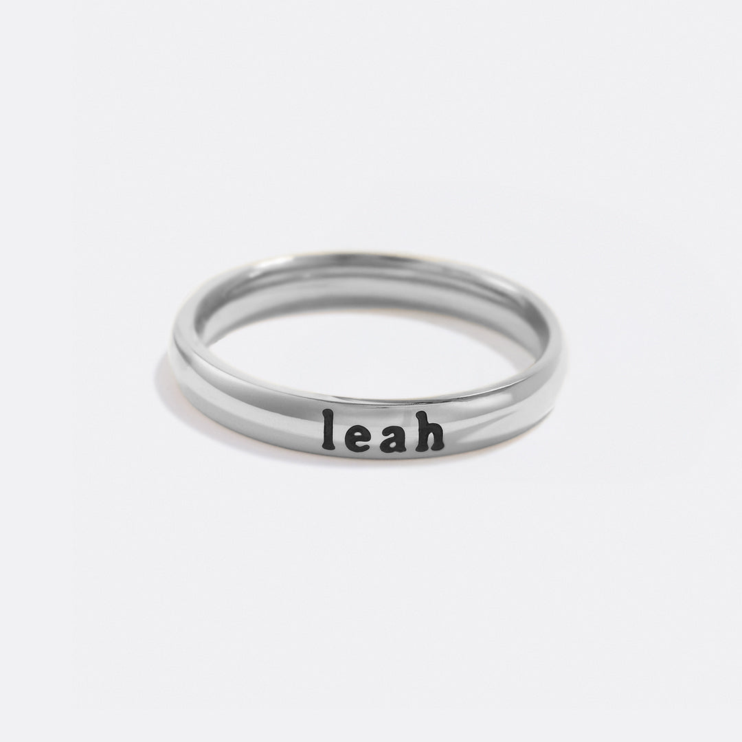 Tiny Stackable Name Ring, Silver / 4
